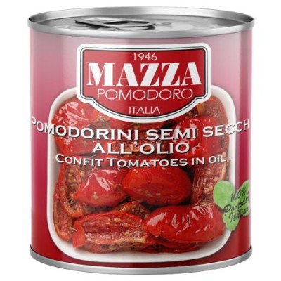 Semi-sun-dried confit tomatoes in oil, MAZZA, 850 g / 480 g